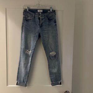 Dear John Faded Blue Ripped Cropped Jeans